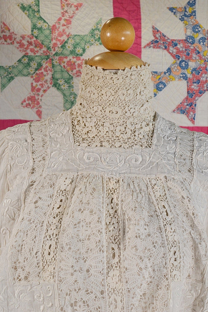 Edwardian Blouse elaborate hand crochet lace details