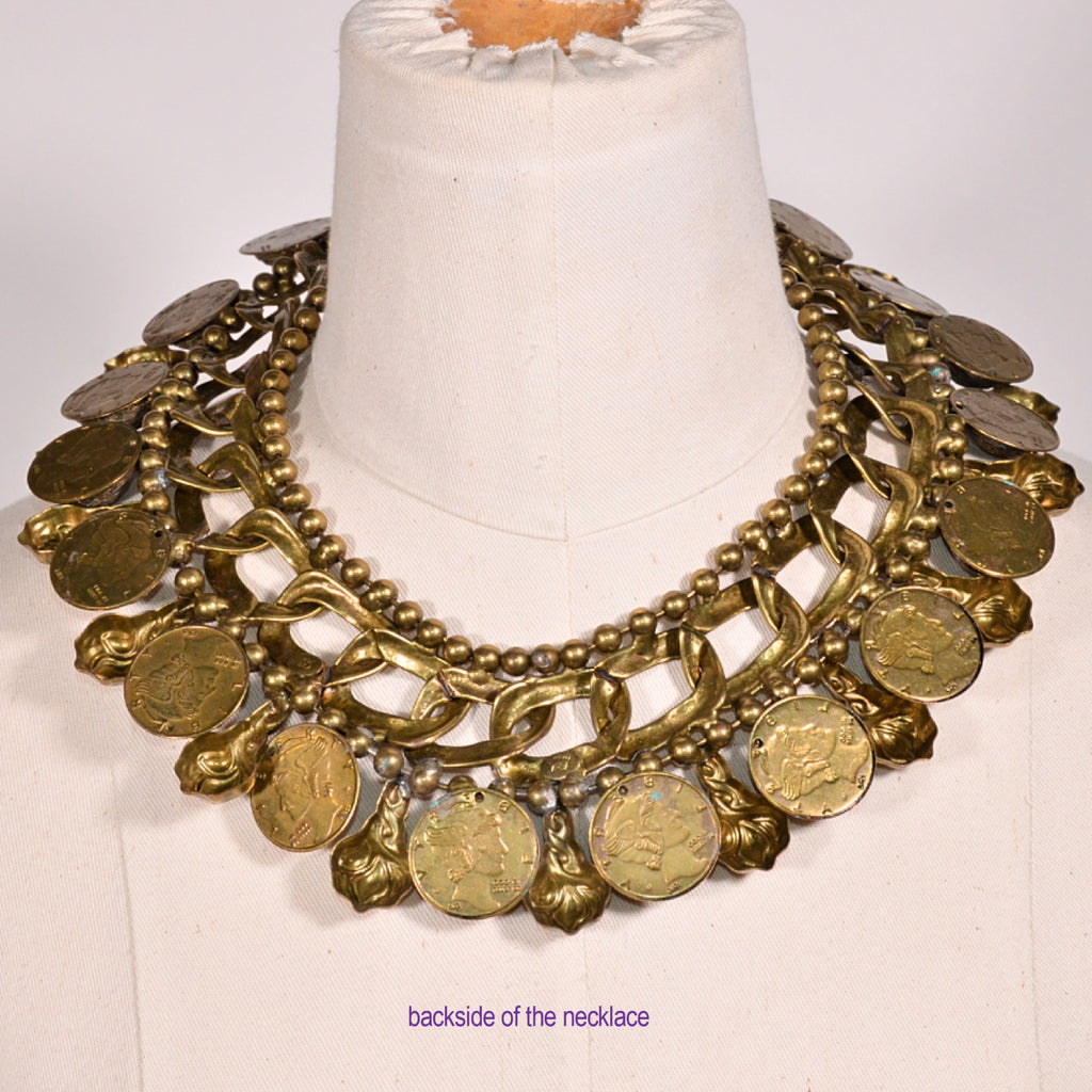 Backside of Necklace showing coins