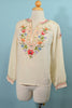 vintage embroidered smocked silk peasant blouse