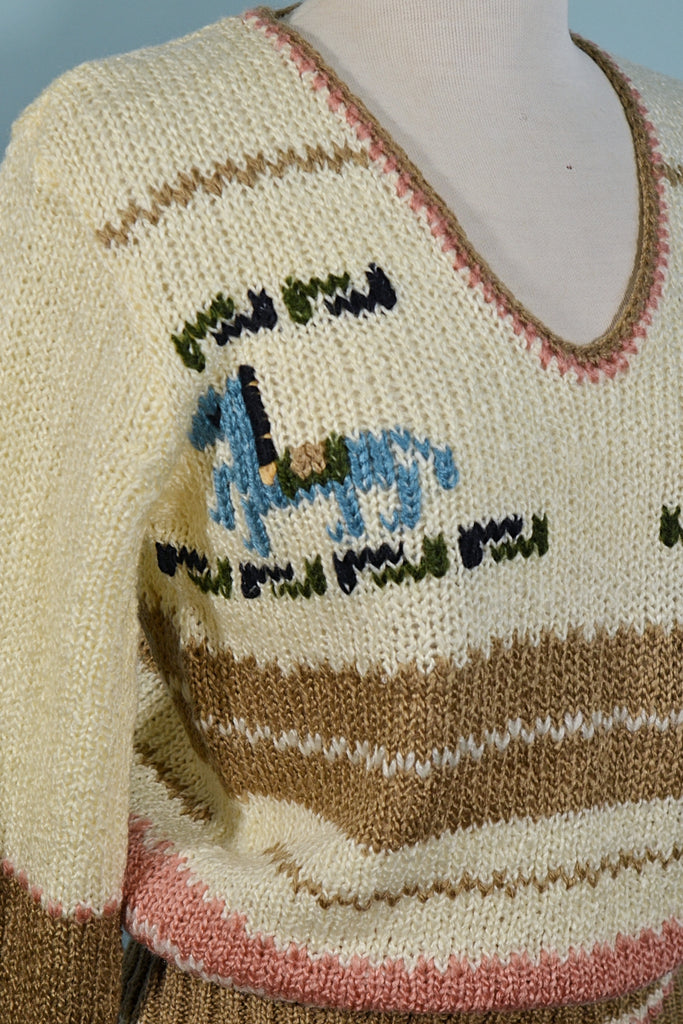 details vintage 60s/70s sweater with horses
