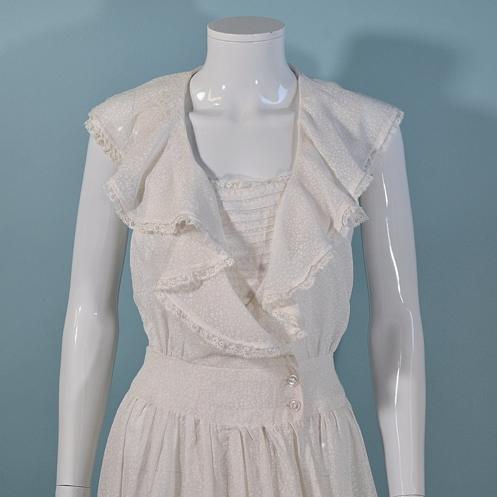 vintage white wrap front summer dress
